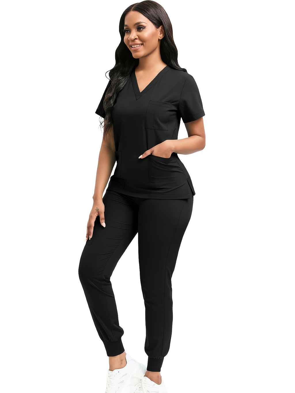 Women Scrub Set V-Neck Top & Jogger Pants 2pcs Nursing Uniform Suit Workwear for Hospital Dental Clinic Pet Clinic | Mira Roam