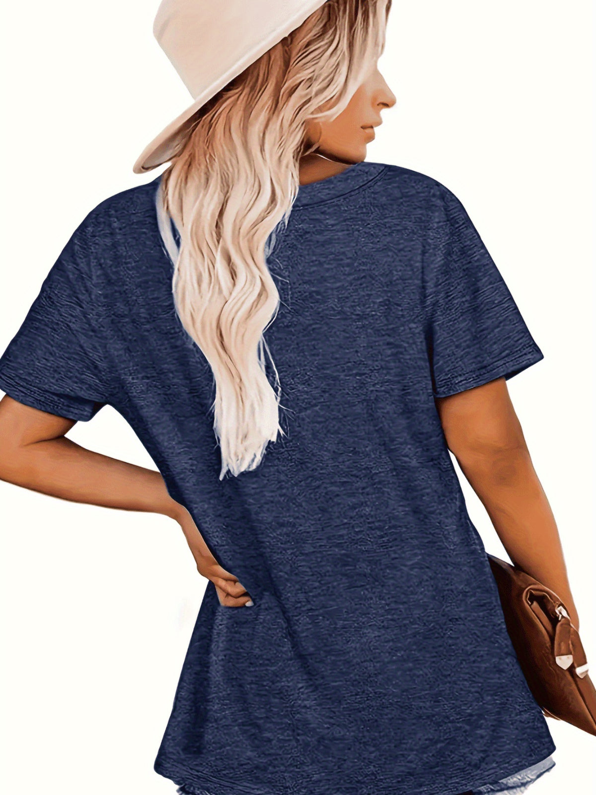 Letter Print Crew Neck T-Shirt Women Soft Stretch Casual Everyday Tee Chevron Jersey Knit All Season XS-XL