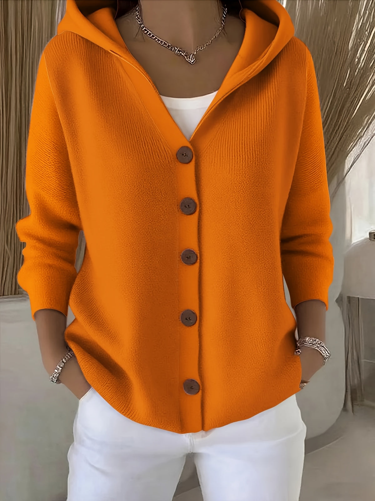 Women's Oversized Cardigan Sweater Button Up Long Sleeve Knit Jacket Casual Outwear Trendy Fall Winter Cozy Layering Coat