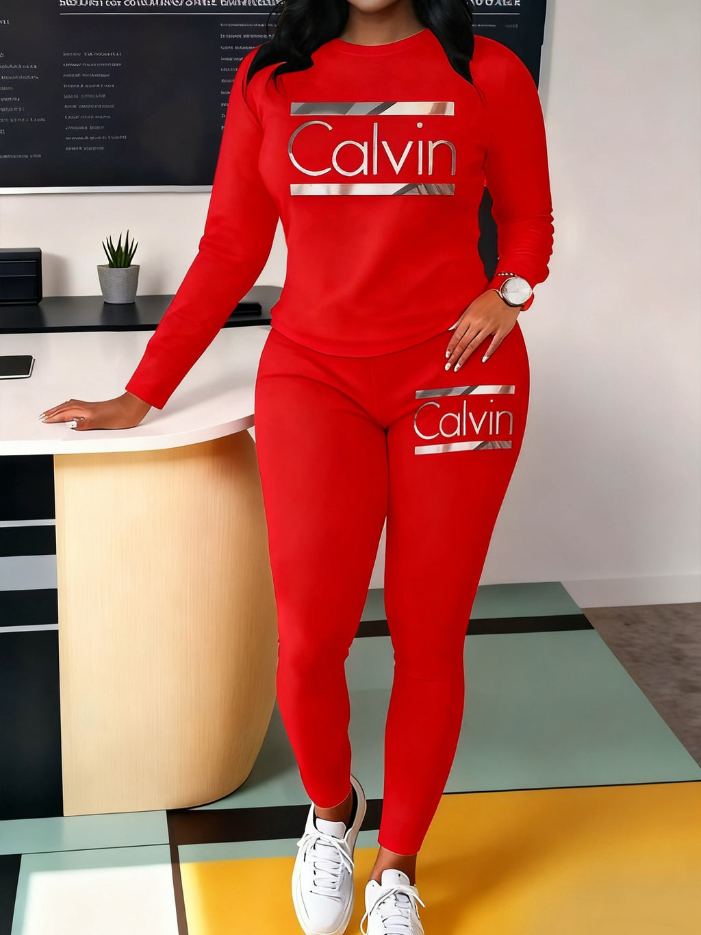 Women's Letter Print 2pcs Set Oversized Round Neck Sweatshirt & Wide-Leg Pants Casual All-Season Soft Knit Matching Outfit Work Everyday