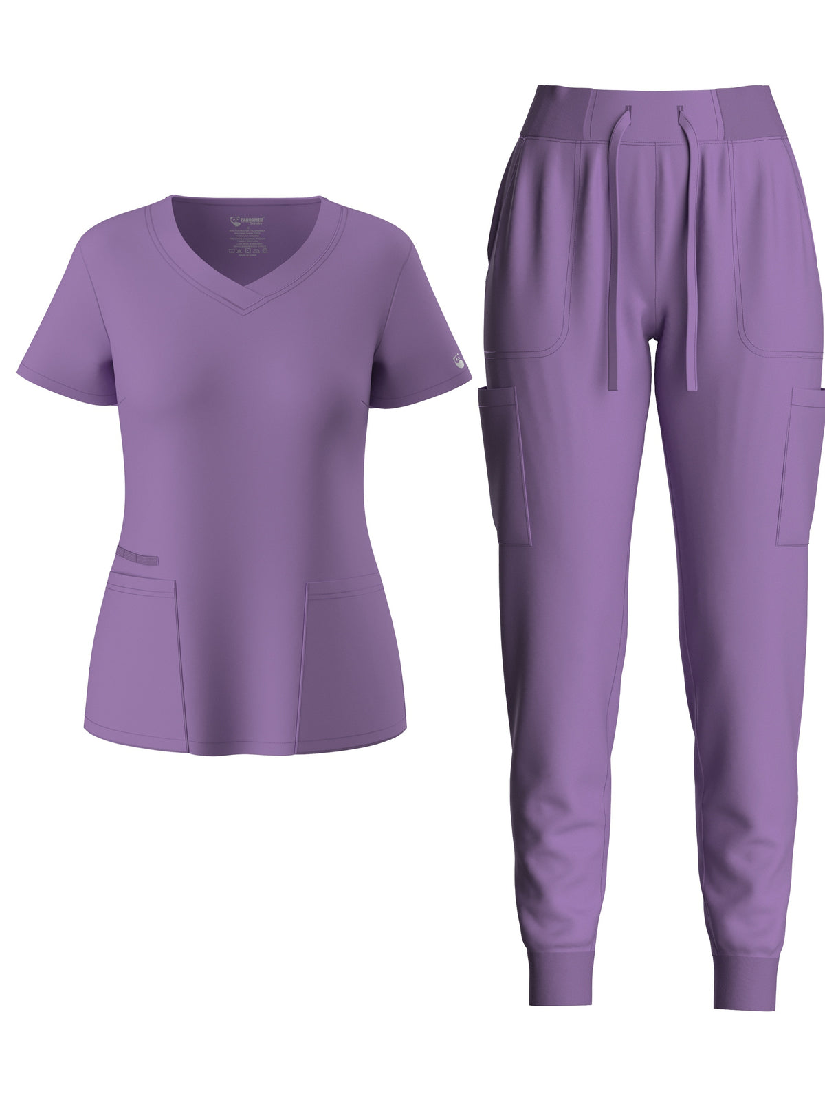 V Neck Scrub Top Drawstring Pants 2pcs Set Women Elegant Short Sleeve Solid Lounge Outfit 8 Colors