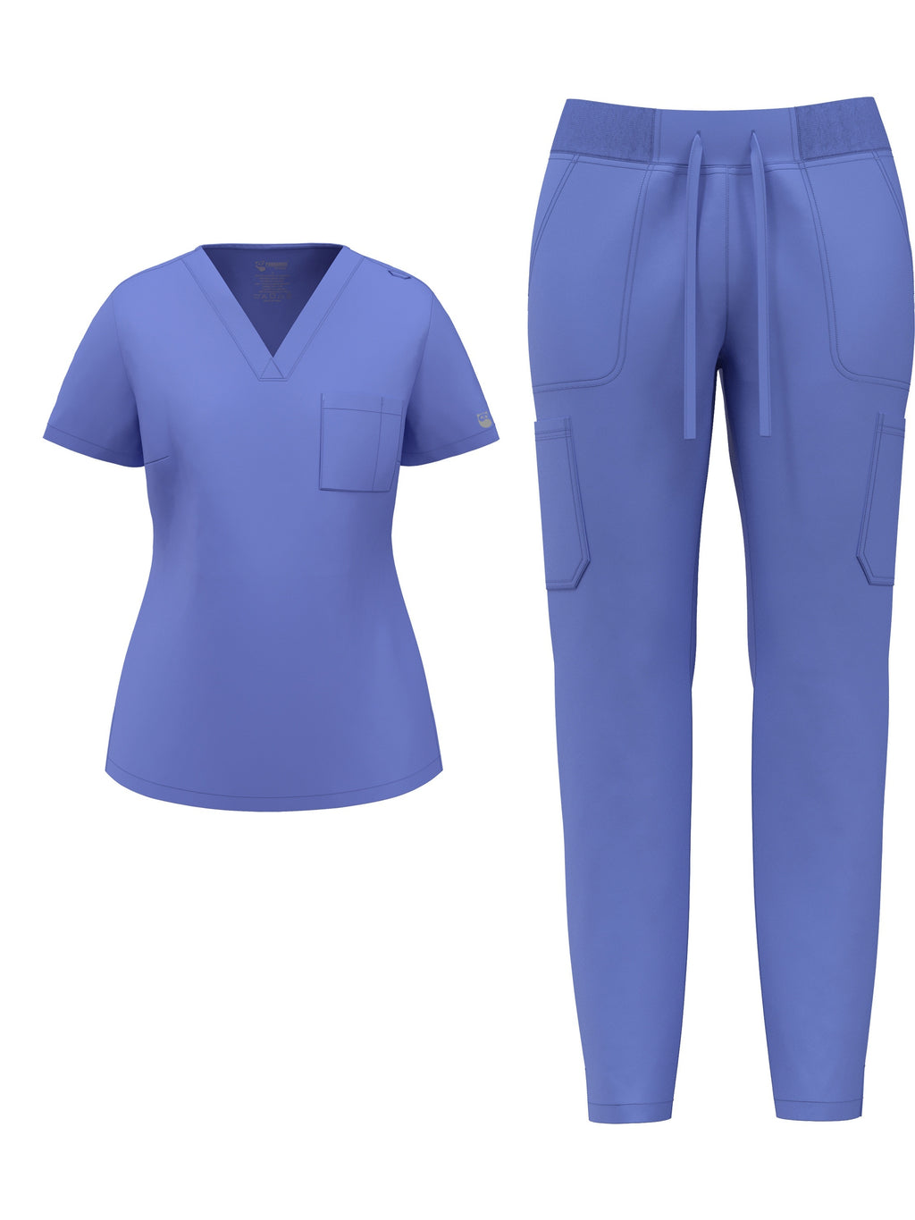 Women's Elastic Scrub Pants Set V-Neck Short Sleeve Breathable Workwear Uniform Solid Color with Pocket | Mira Roam