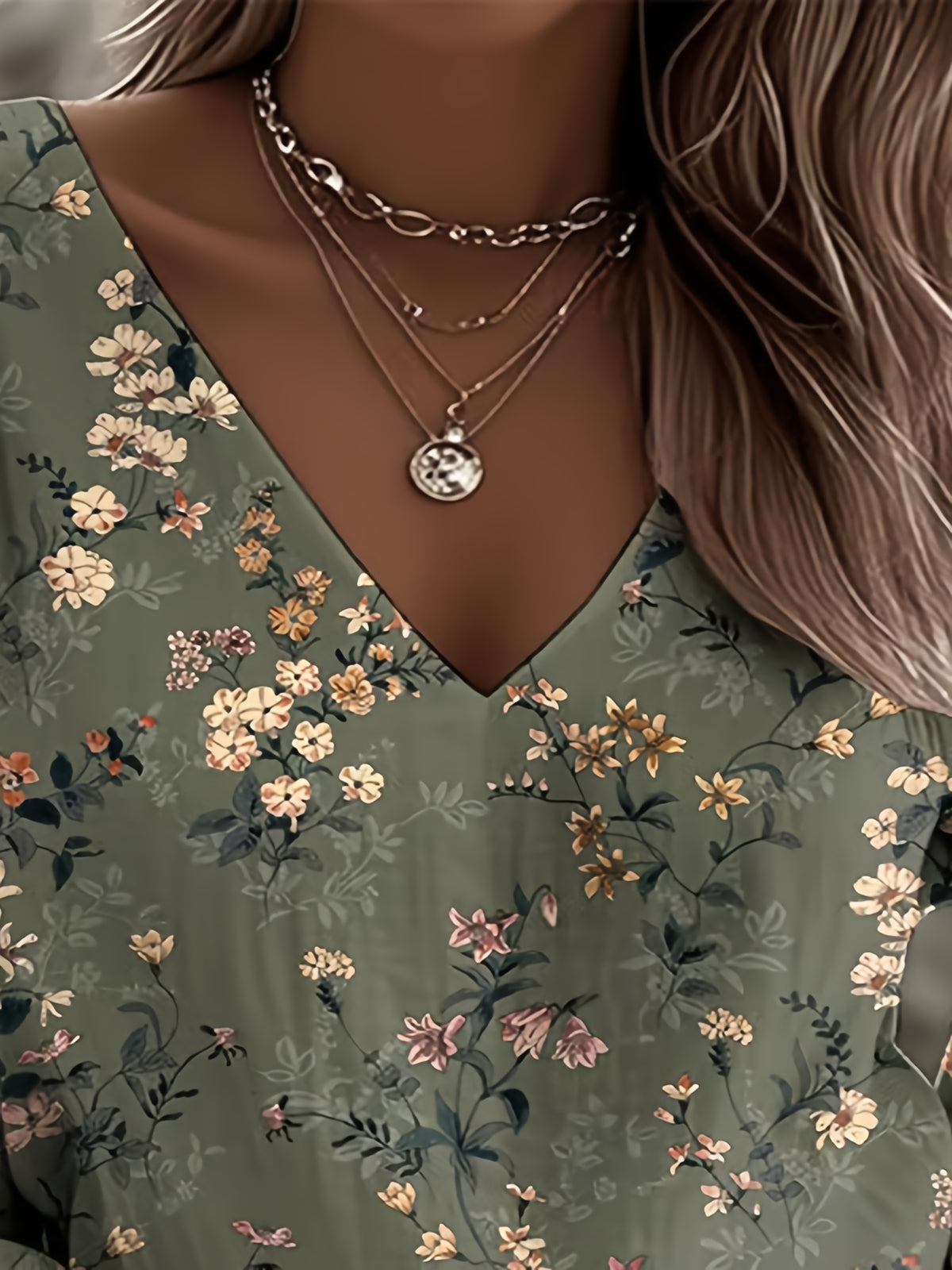 Vintage Western Floral Print V-Neck Blouse Women Casual Retro Short Sleeve Lightweight Top