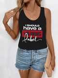 Warning Label Graphic Tank Top Women Funny Sleeveless Tee Statement Shirt | Mira Roam