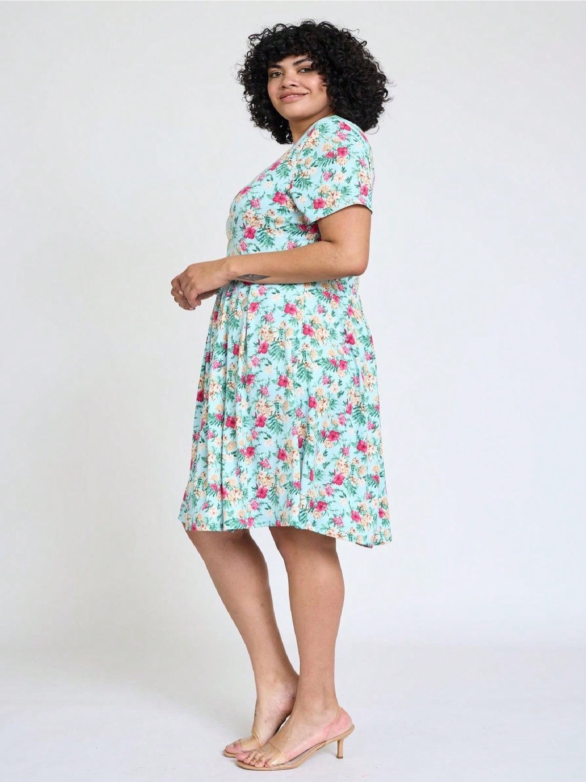 Paisley Floral Swing Dress Women Chevron Stripe Patchwork Pleated Square Neck Elastic Waist Midi Casual Plus Size S-3X