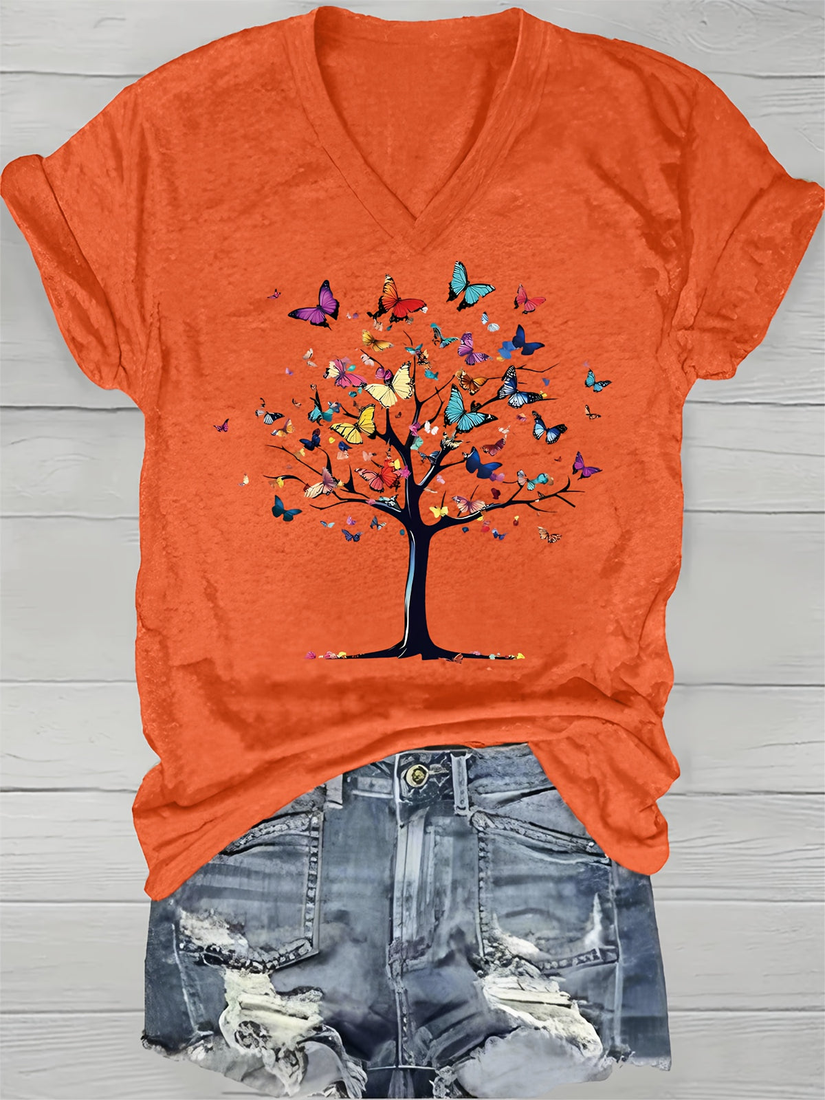 Women's Graphic V-Neck T-Shirt Short Sleeve Floral Print Casual Tee | Lightweight Everyday Top for Work Beach Travel