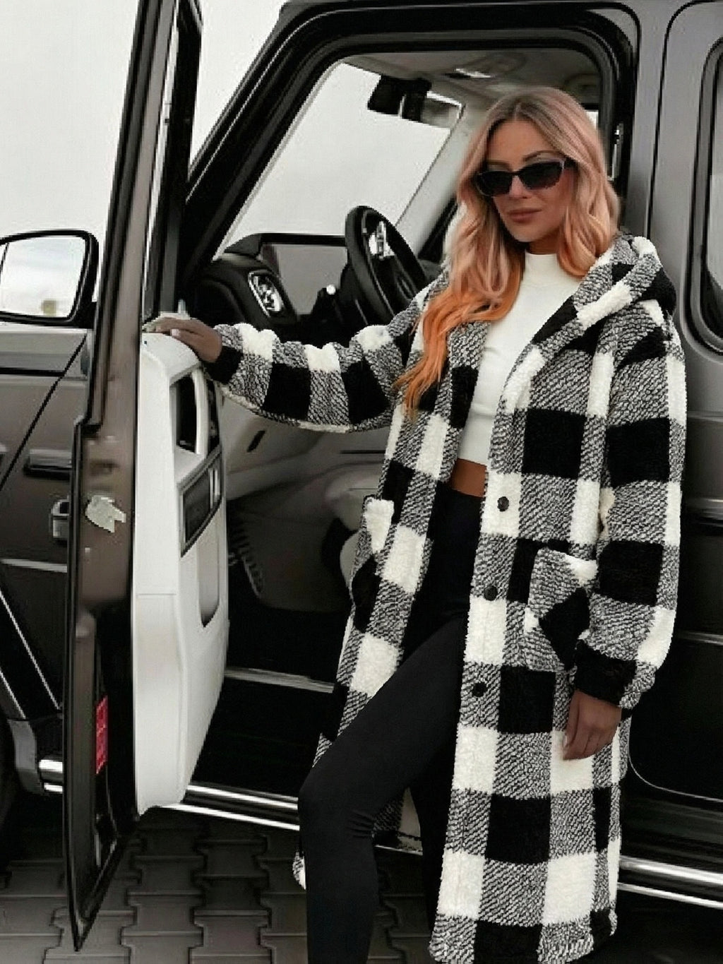 Plaid Color Block Velvet Home Jacket Women Warm Long Coat Cute Sweet Lounge Wear Autumn Winter Pink Grey Black S-XL