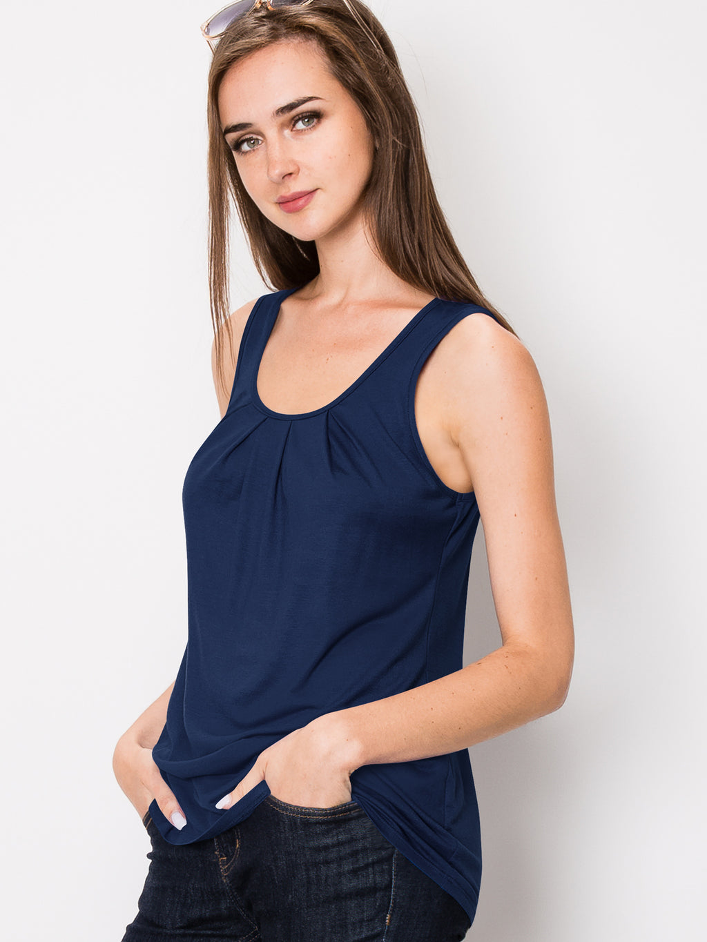 Women's Sleeveless Scoop Neck Tank Top Loose Fit Breathable Casual Layering Shirt 20 Colors Summer Essential
