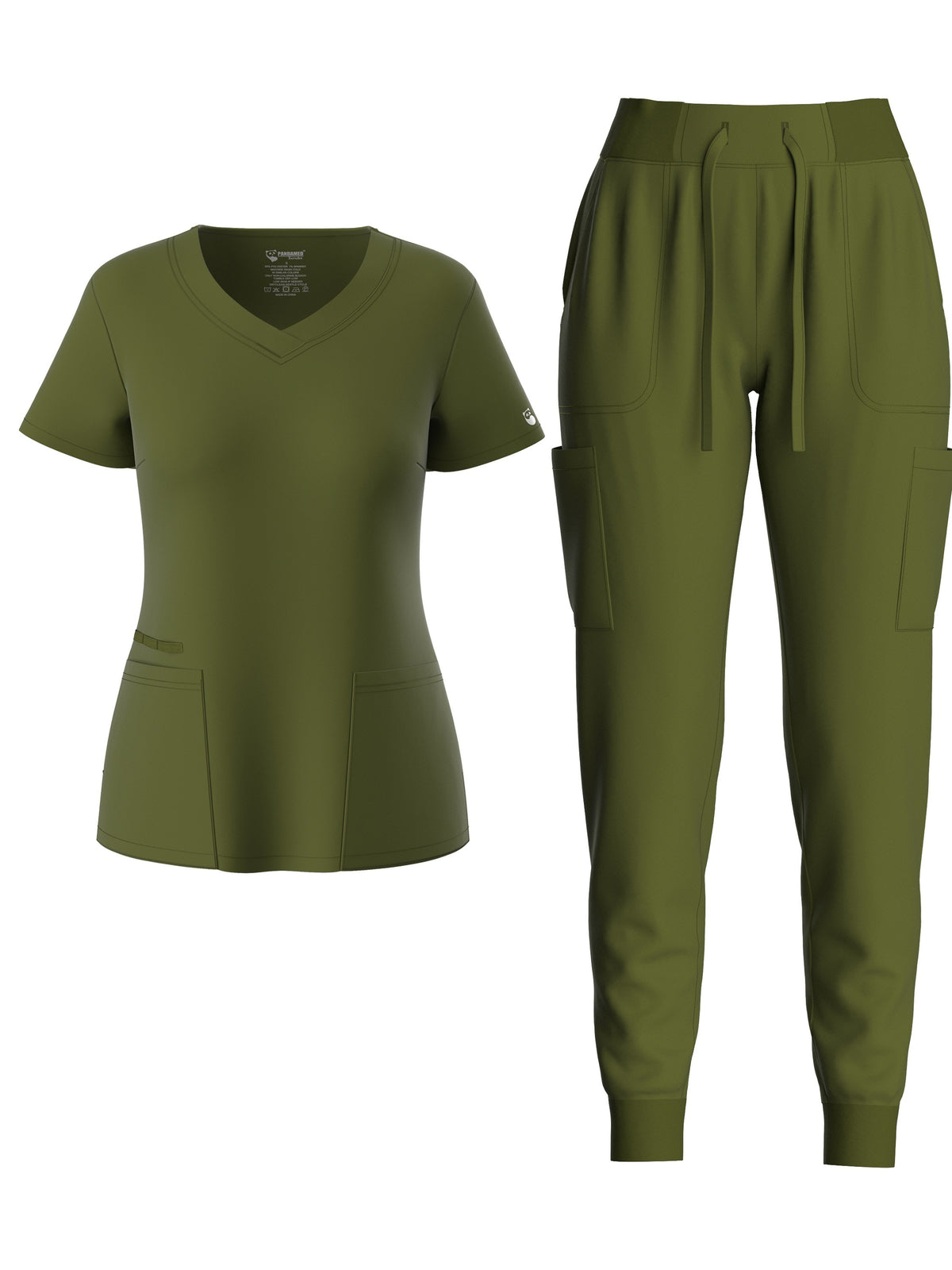V Neck Scrub Top Drawstring Pants 2pcs Set Women Elegant Short Sleeve Solid Lounge Outfit 8 Colors