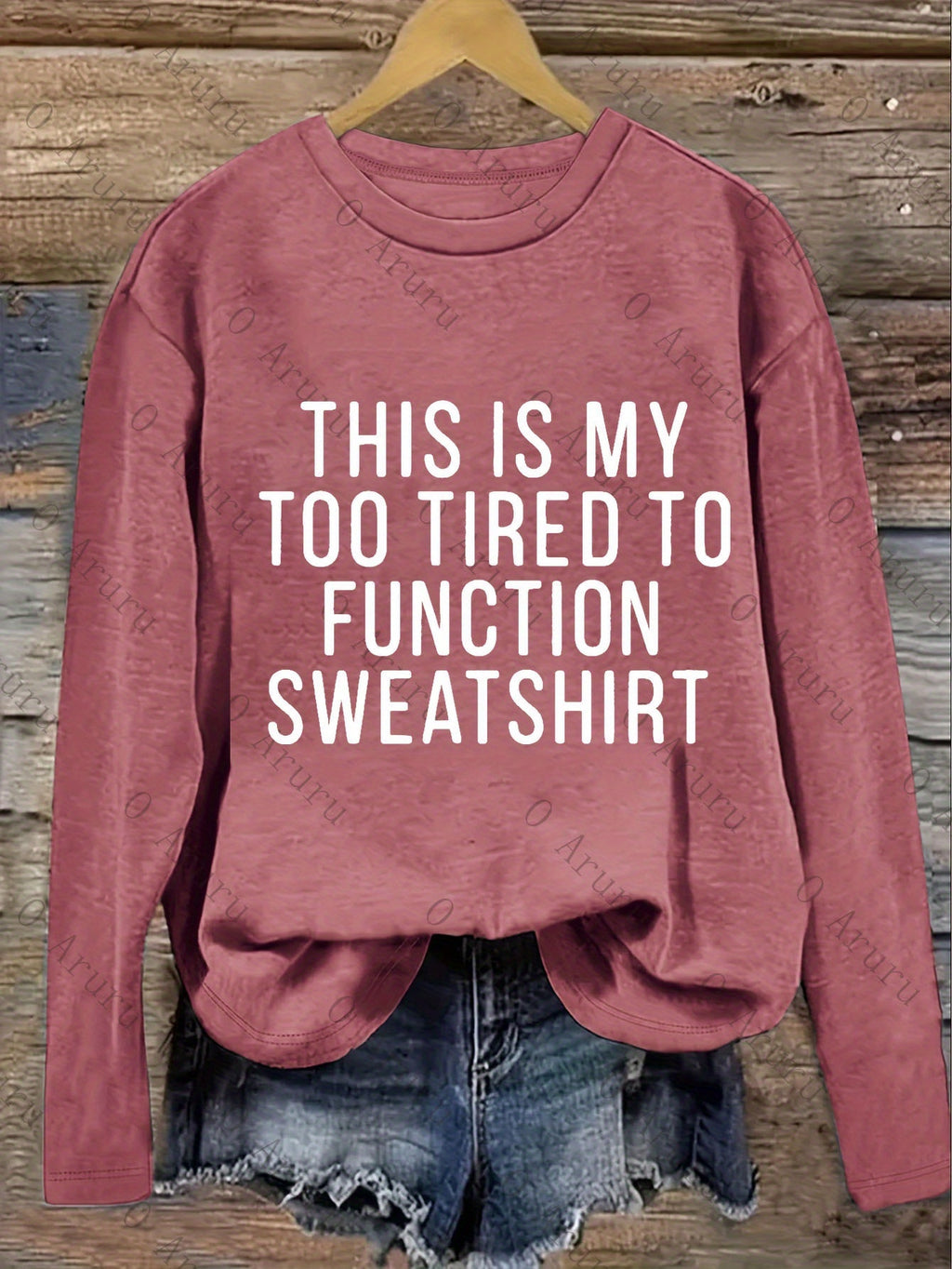 Too Tired to Work Funny Slogan Women Long Sleeve T-Shirt Loose Crew Neck Casual Humor Graphic Tee Soft Knit Fall Winter Daily