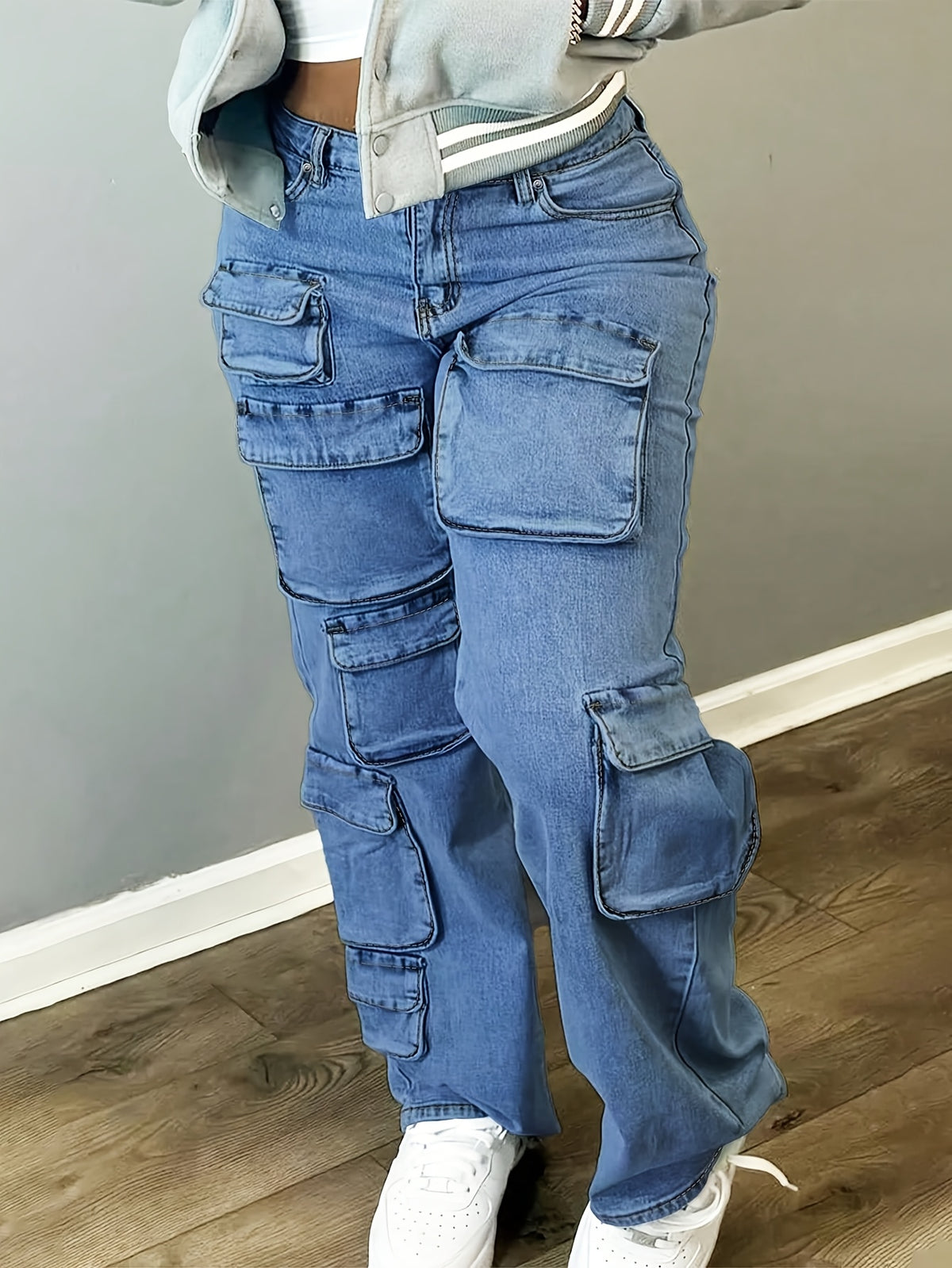 Y2K Wide Leg Denim Pants Women High Waist Loose Retro Street Jeans with Pockets Non-Stretch Comfortable Daily Casual Dark Blue Medium Blue Light Blue S-XL