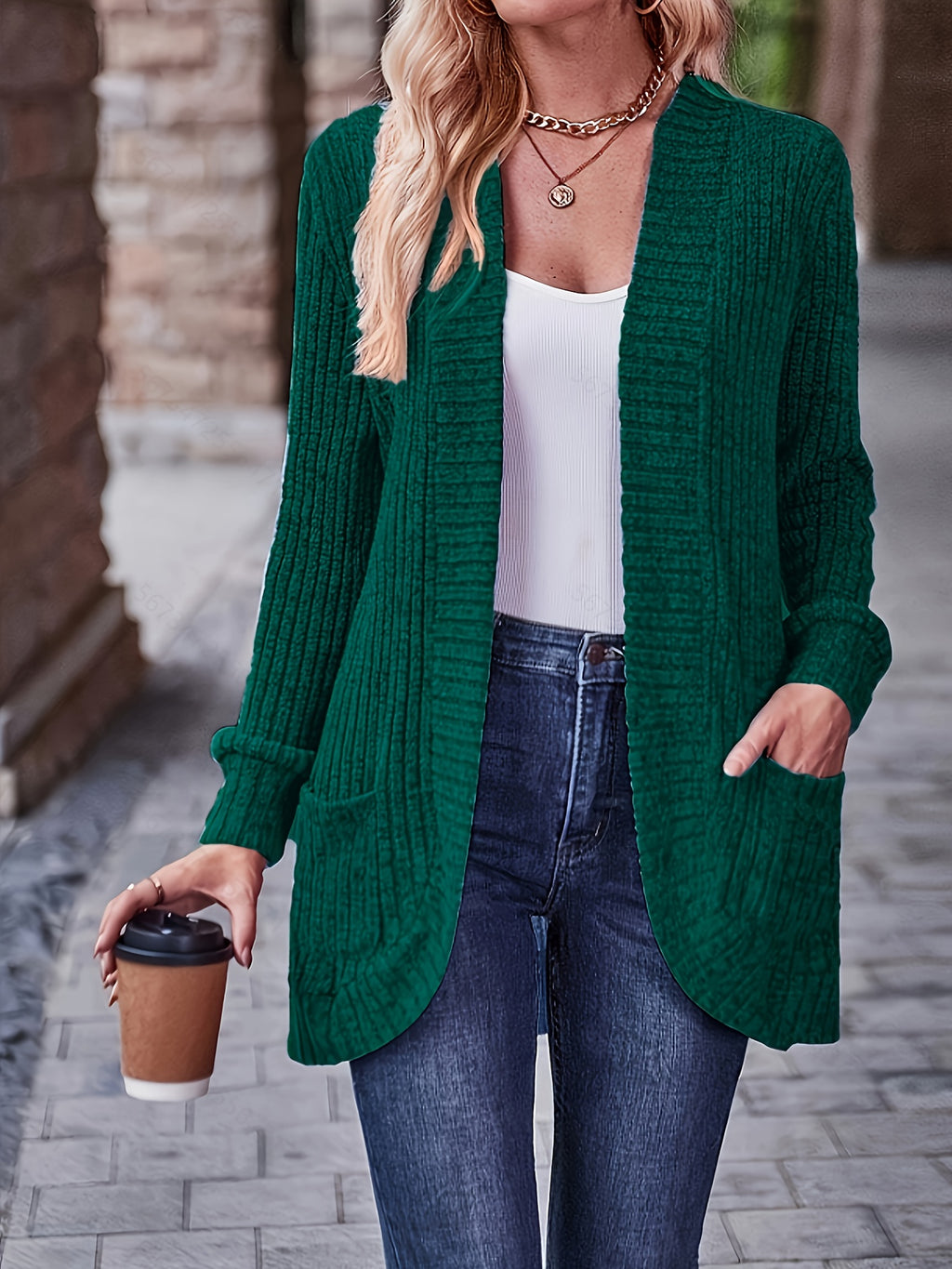 Cardigan Collar Loose Blouse Women Knit Pocket Long Sleeve Solid Color Casual Elegant Top 10 Colors Stretch Everyday Wear S-XXL