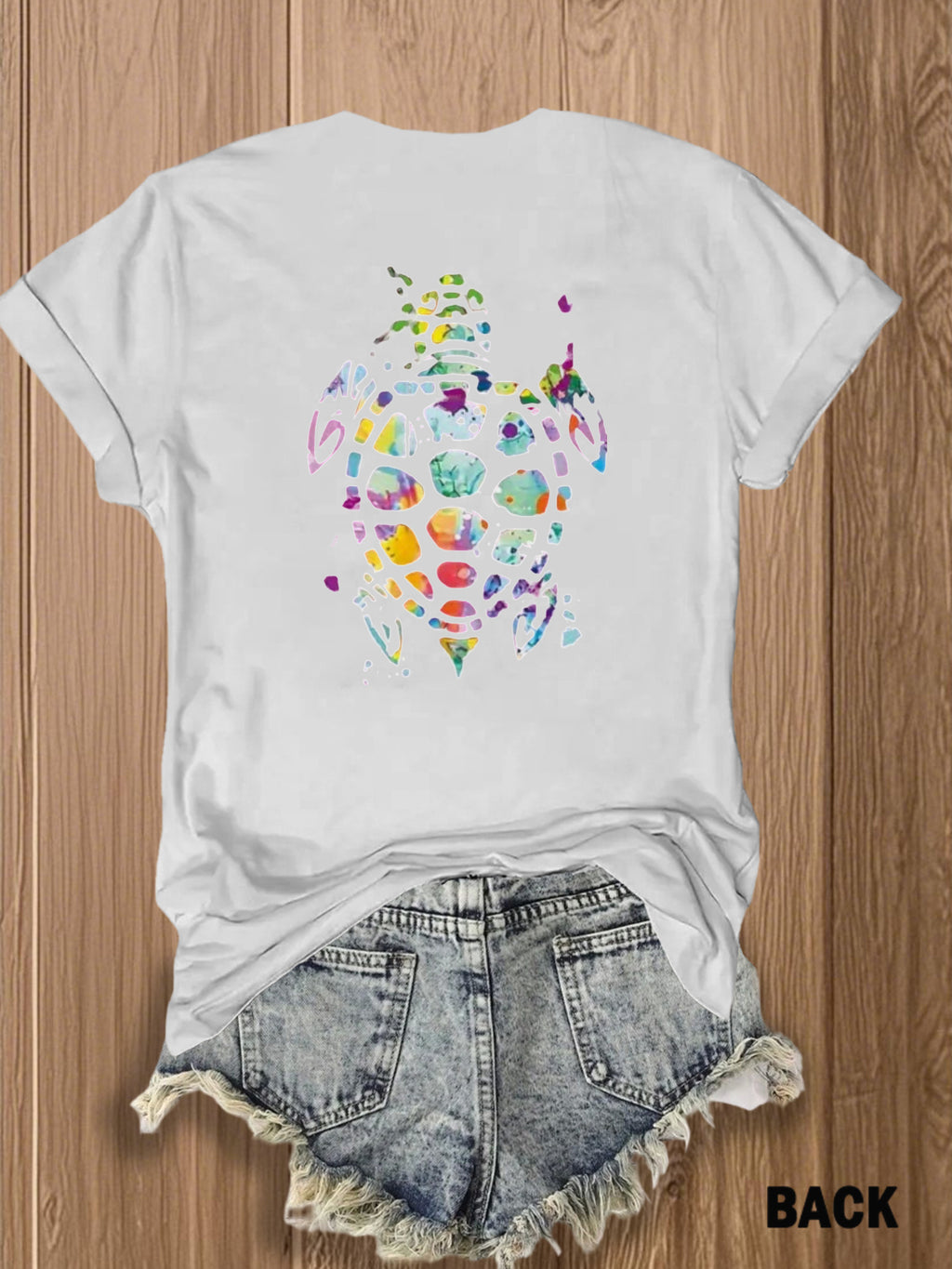 Tribal Turtle Print T-Shirt Women Colorful Artistic Double-Sided Graphic Tee Casual Beach Summer Top Nature Lover Gift S-XXL