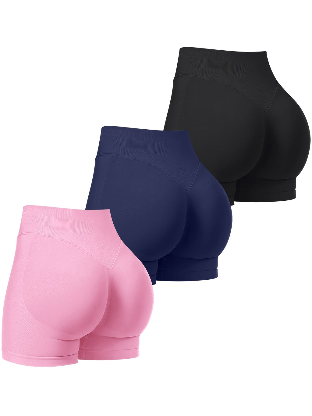 High Waist Booty Shorts Women 3-Pack Stretch Exercise Hot Shorts Sexy Solid Color Four Seasons Casual Gym Workout