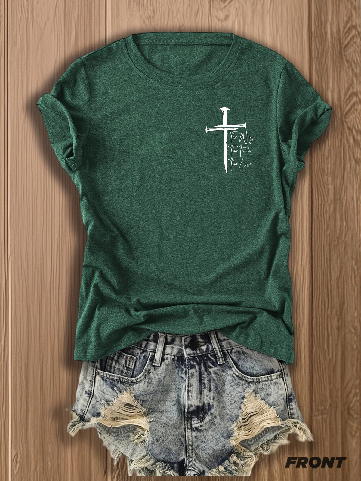 Christian Cross Graphic Tee Women Faith Inspirational T-Shirt Patriotic Religious Casual Tops