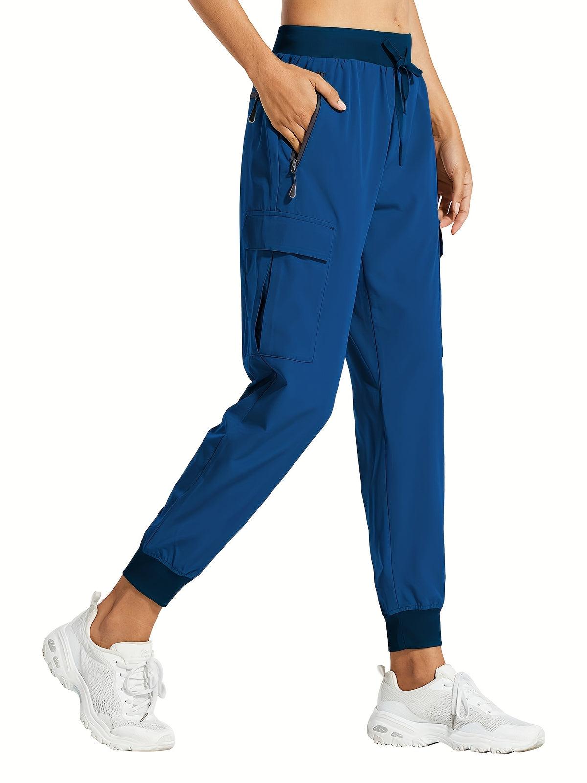 Women's Cargo Jogger Hiking Pants UPF 50+ Lightweight Quick Dry Outdoor Pants with Zippered Pockets - Drawstring Waist All Season