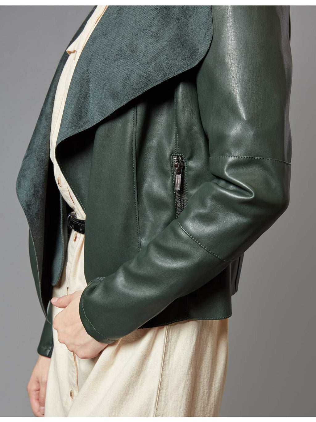 Slim Fit Faux Leather Blazer Women Open Front Lapel Jacket Coat Light Blue Chocolate Khaki Black Olive Green S-XL