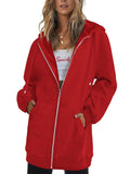 Women's Zip Up Hoodie Oversized Fleece Sweatshirt Long Sleeve Tunic Jacket with Pockets Fall Winter Casual S-XXL