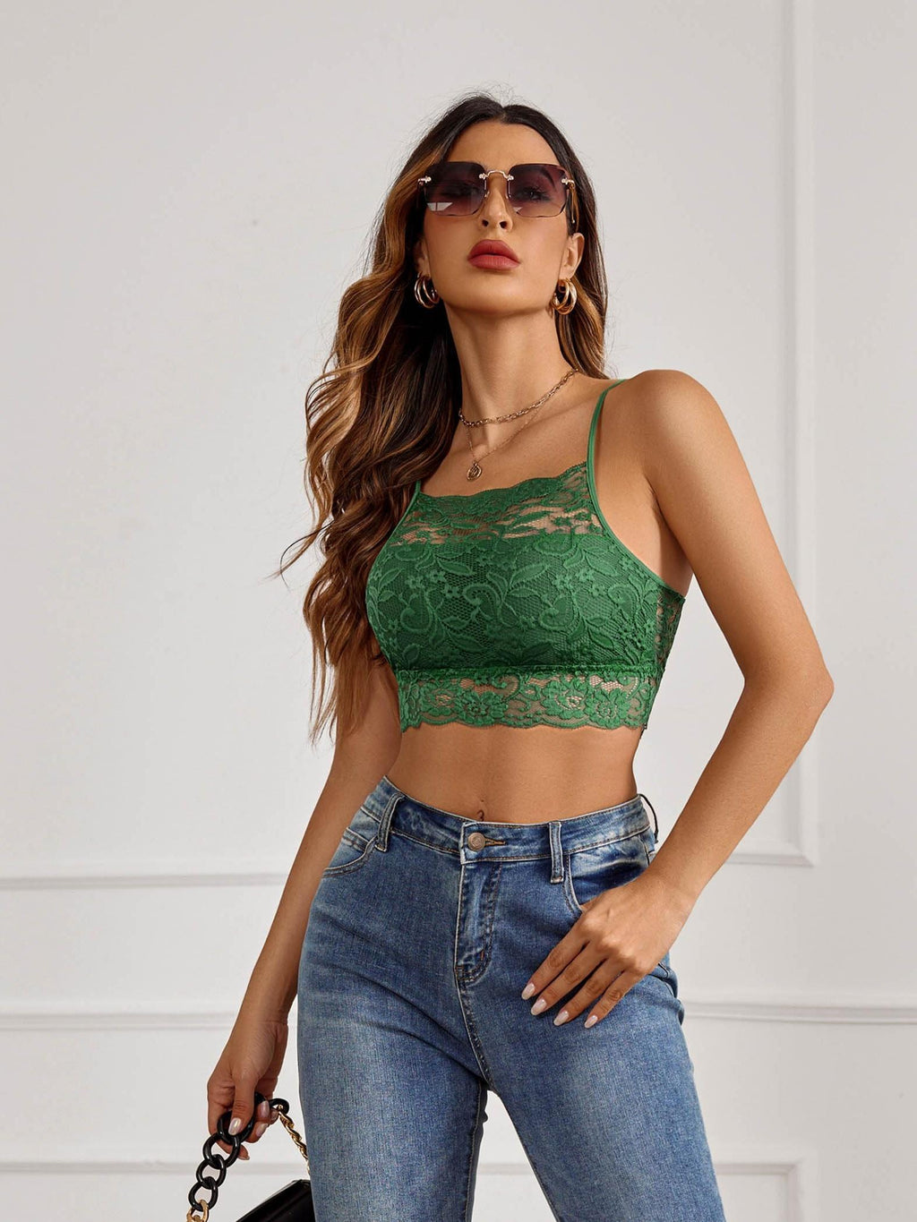 Lace Bralette Crop Top for Women | High Neck Racerback Camisole | Double-Layer Lace Cami Bra Top | Sexy Lingerie-Style Casual Tank Women