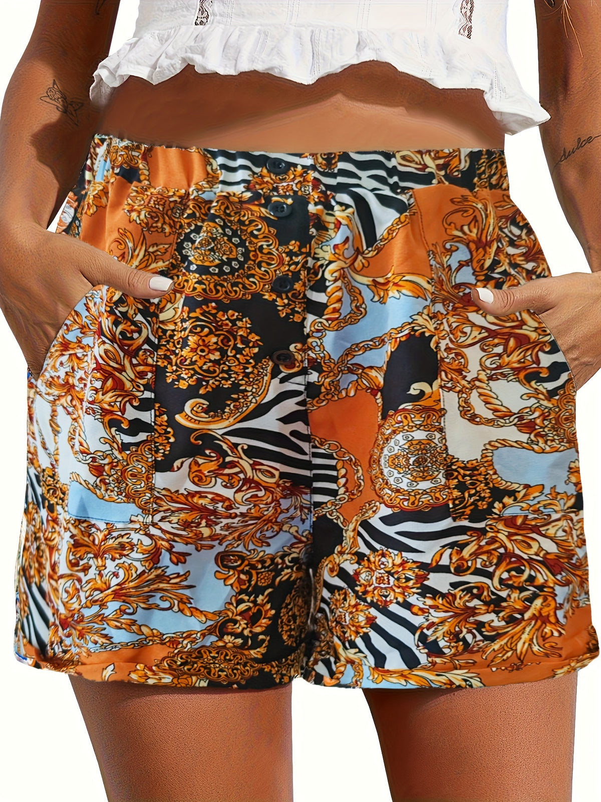 Women's High Waist Casual Shorts with Pockets Elastic Waistband Summer Comfortable Loose Fit Short Pants for Women S-XXL Multi-Color