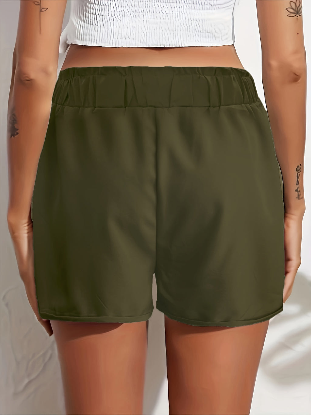 Women's High Waist Casual Shorts with Pockets Elastic Waistband Summer Comfortable Loose Fit Short Pants for Women S-XXL Multi-Color