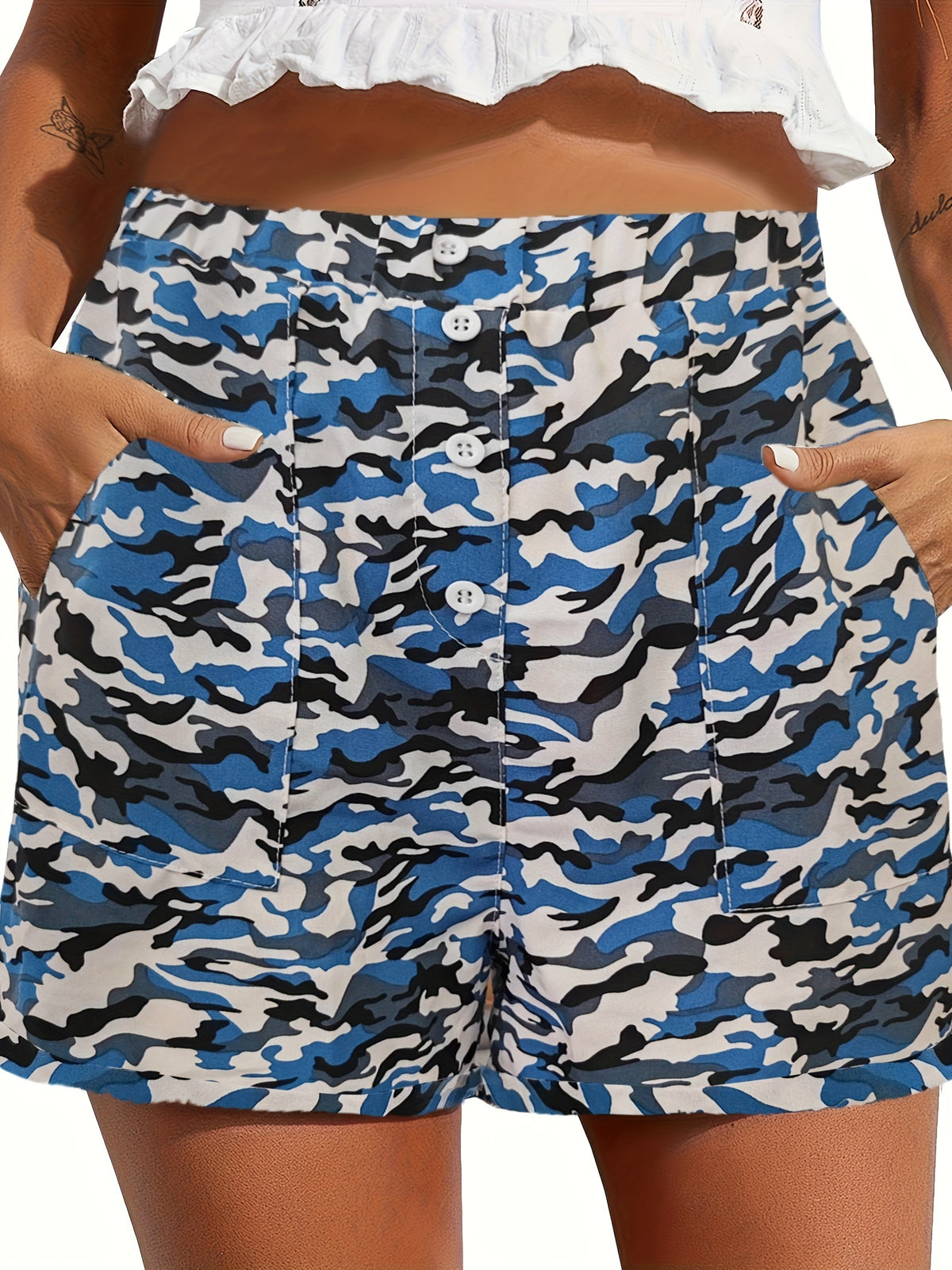 Women's High Waist Casual Shorts with Pockets Elastic Waistband Summer Comfortable Loose Fit Short Pants for Women S-XXL Multi-Color