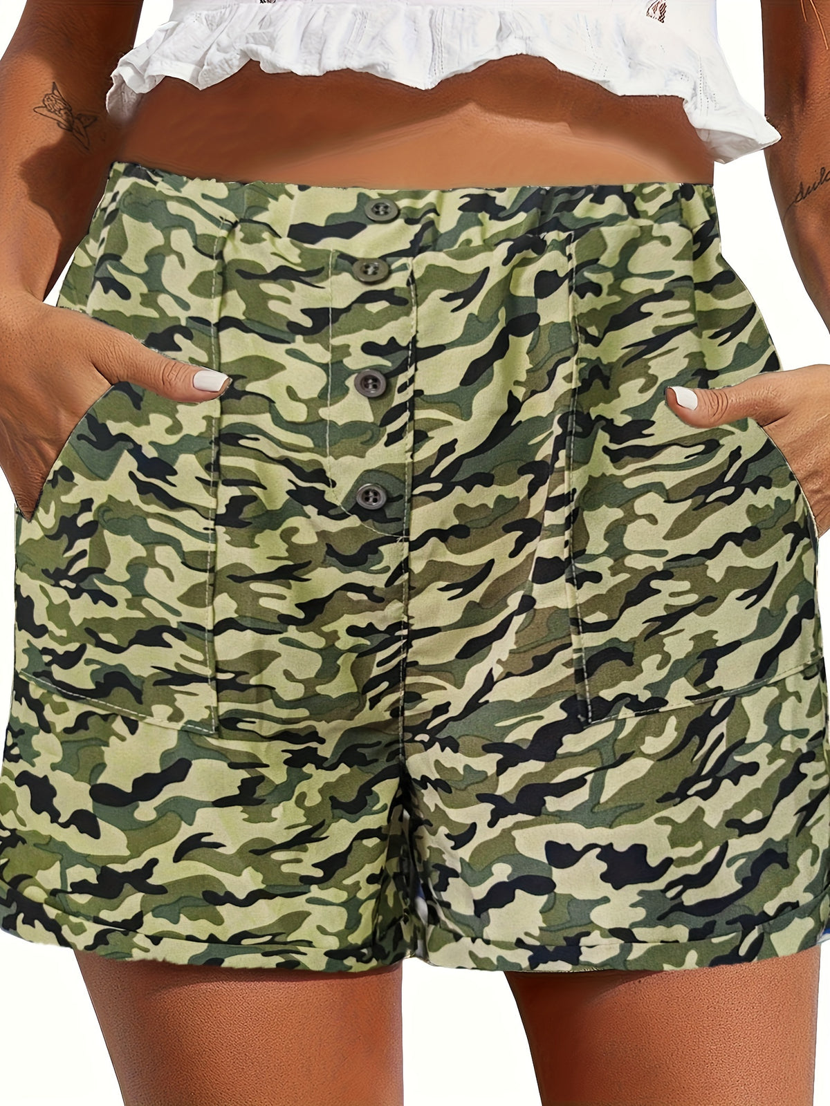 Women's High Waist Casual Shorts with Pockets Elastic Waistband Summer Comfortable Loose Fit Short Pants for Women S-XXL Multi-Color