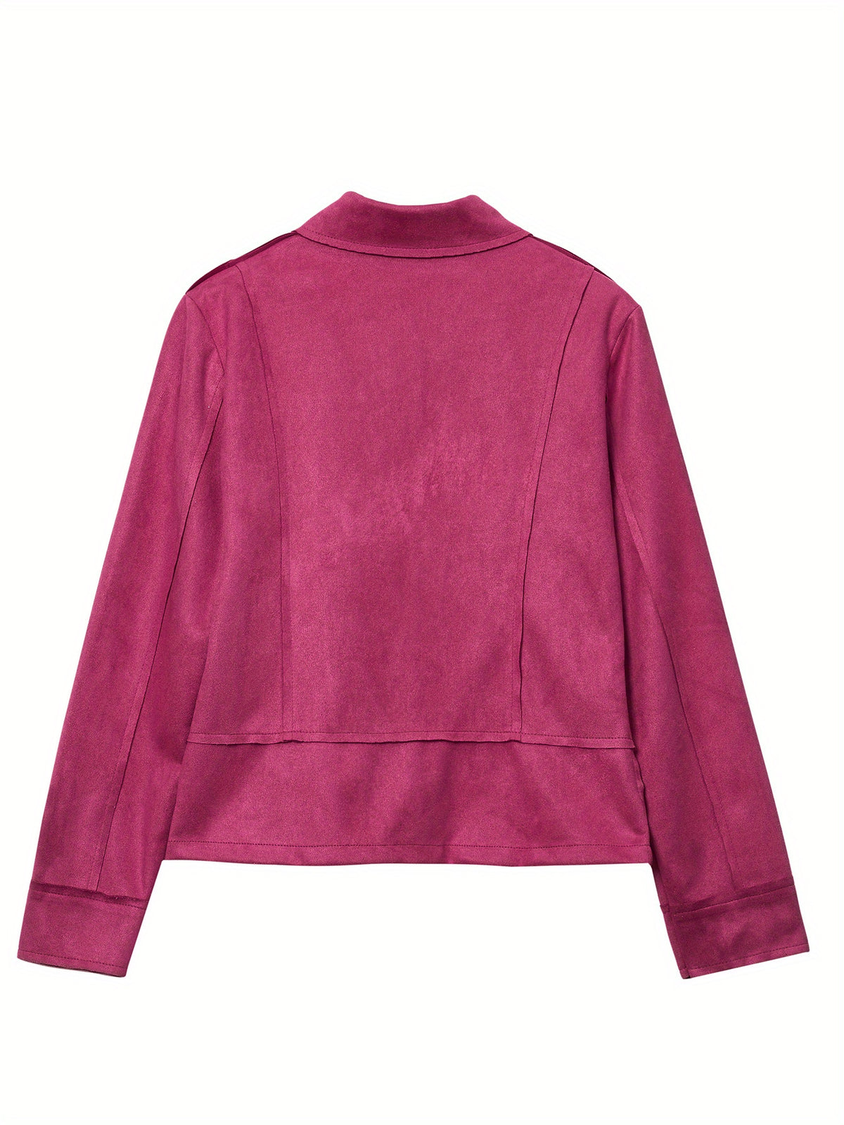 Women Faux Suede Leather Jacket Zipper Casual Fashion Outerwear Rose Red Khaki Orange Black S-XL