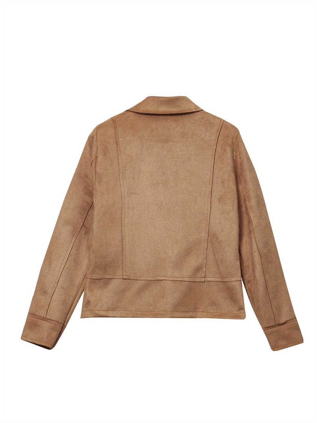 Women Faux Suede Leather Jacket Zipper Casual Fashion Outerwear Rose Red Khaki Orange Black S-XL