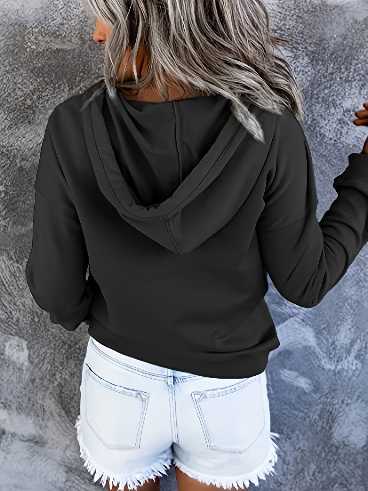 Women Oversized Button Hoodie Sweatshirt Long Sleeve Kangaroo Pocket Ribbed Cuff Casual Pullover Black Grey Burgundy Apricot S-XXL
