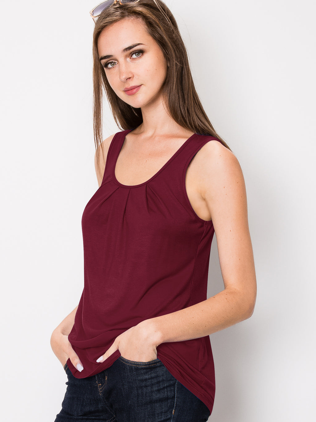 Women's Sleeveless Scoop Neck Tank Top Loose Fit Breathable Casual Layering Shirt 20 Colors Summer Essential