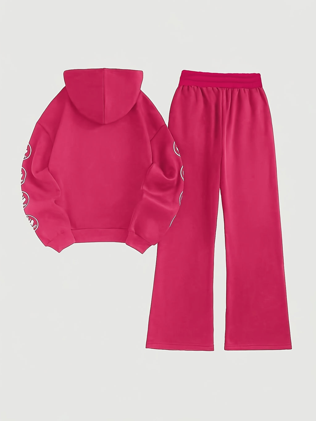 Hoodie Sweatpants Set Women Focused Growth Print Pullover Tracksuit 95% Polyester 250g Lace-Up Detail Casual Jogger Lounge Set S-XXL