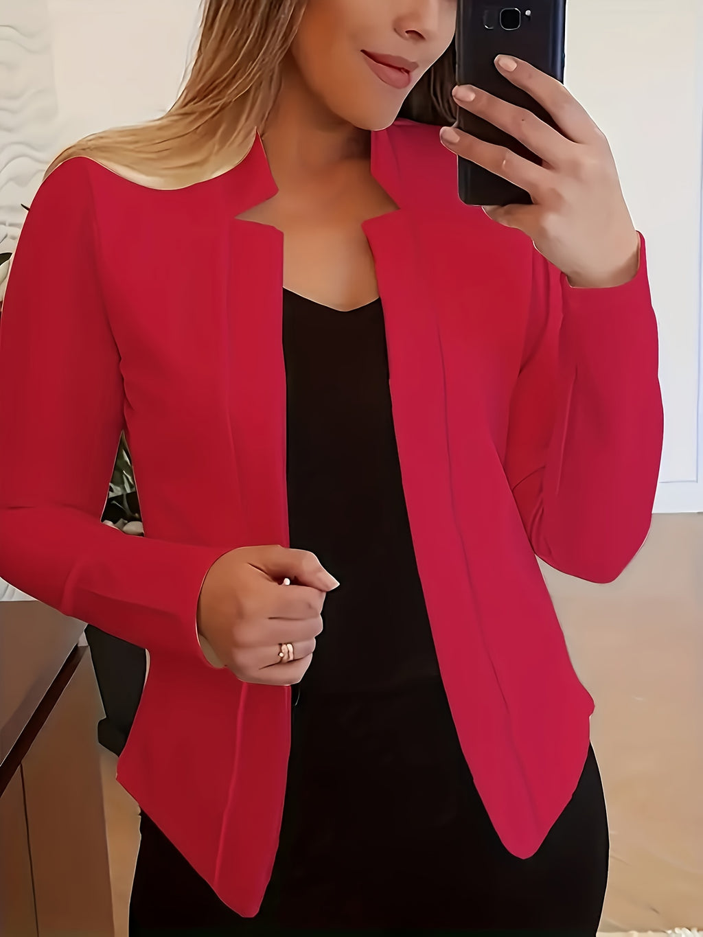 Women's Machine Washable Solid Blazer All-Season Opaque Fabric Elegant Casual Professional Office Jacket Easy Care Wardrobe Essential