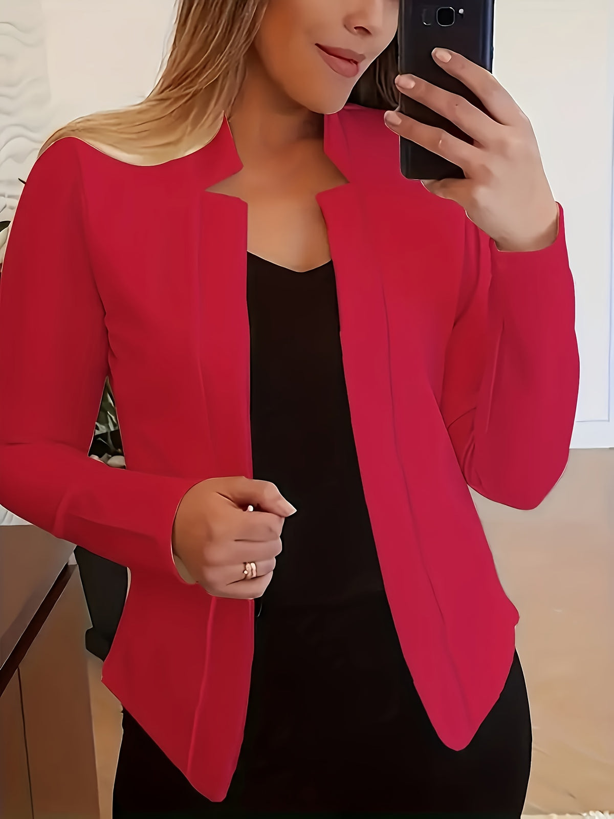 Women's Machine Washable Solid Blazer All-Season Opaque Fabric Elegant Casual Professional Office Jacket Easy Care Wardrobe Essential