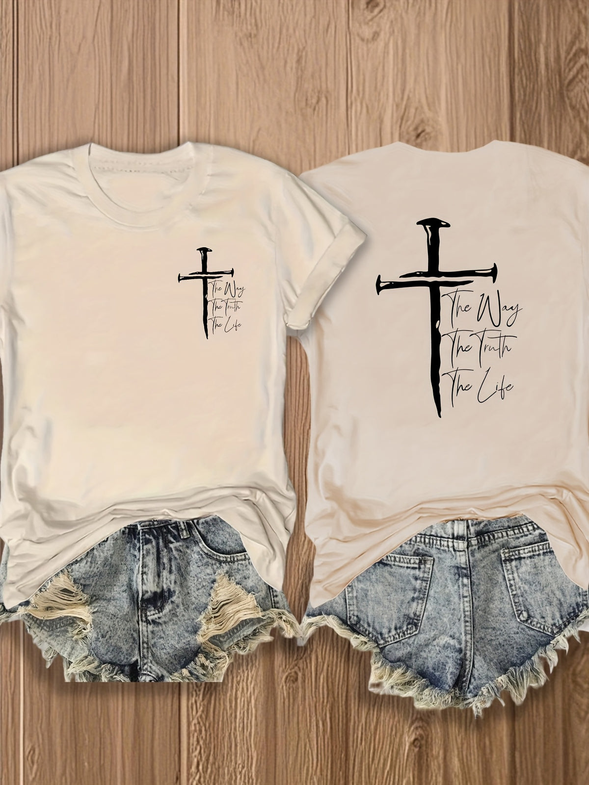 Christian Cross Graphic Tee Women Faith Inspirational T-Shirt Patriotic Religious Casual Tops