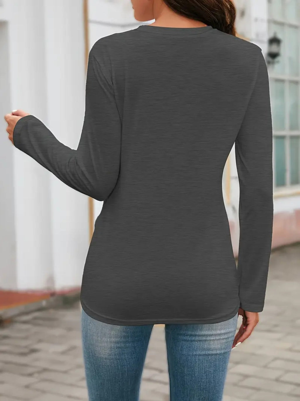 Faith Name Geometric Print Women Long Sleeve T-Shirt Asymmetric Crew Neck Casual Spiritual Tee Soft 100% Polyester Spring Fall