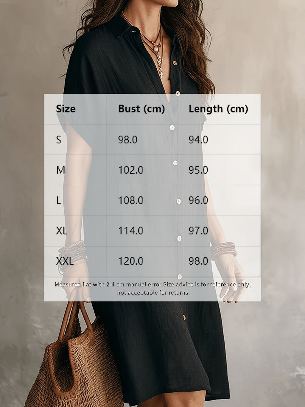 Solid Color Shirt Dress Women Short Sleeve Buttoned Lapel Collar Midi Length Casual Semi-Formal Versatile Dress for Women