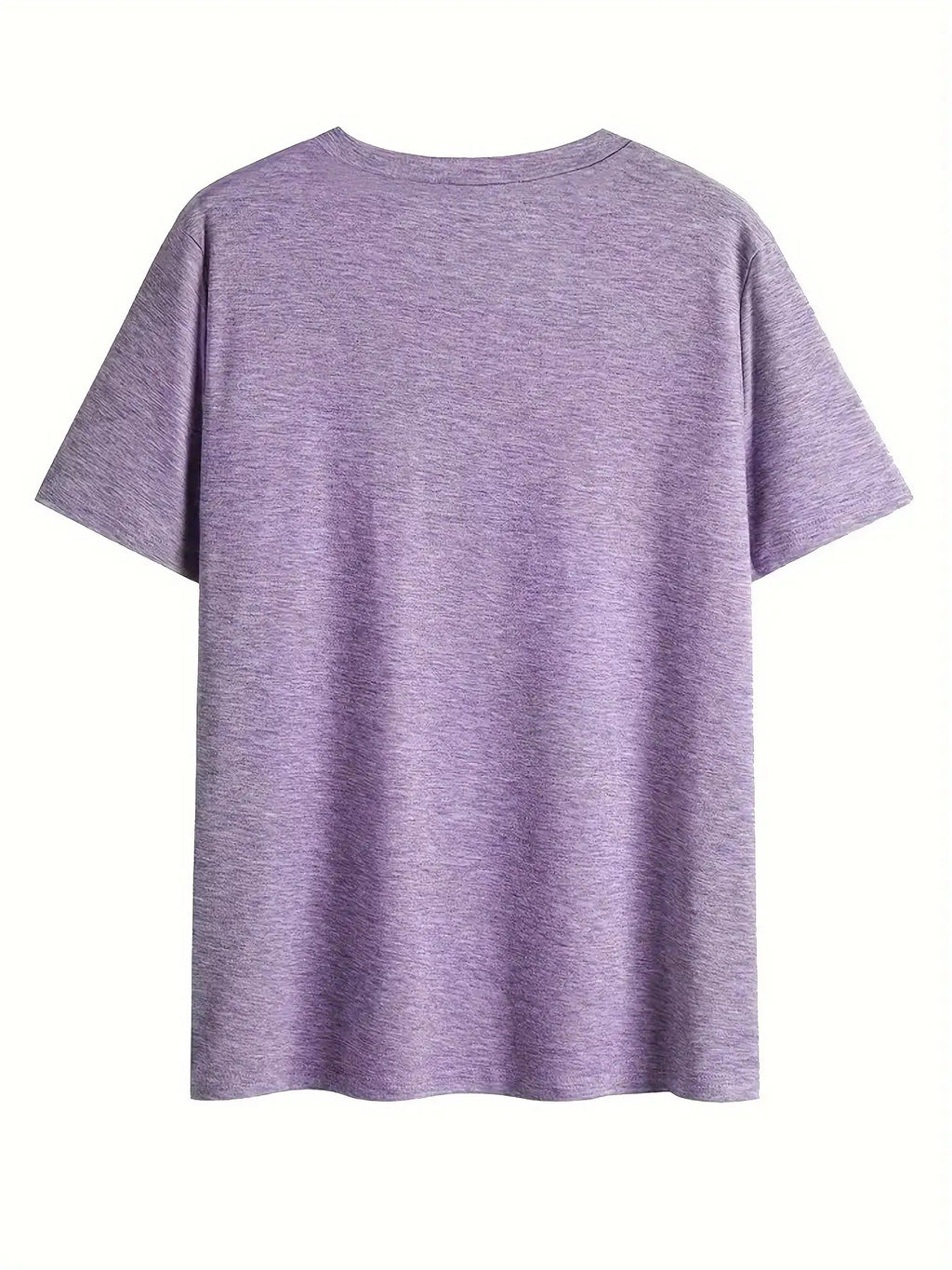 Geometric Print V-Neck Loose Casual T-Shirt for Women - Short Sleeve Soft Stretch Knit Top 180g Spring Summer Everyday Base Layer