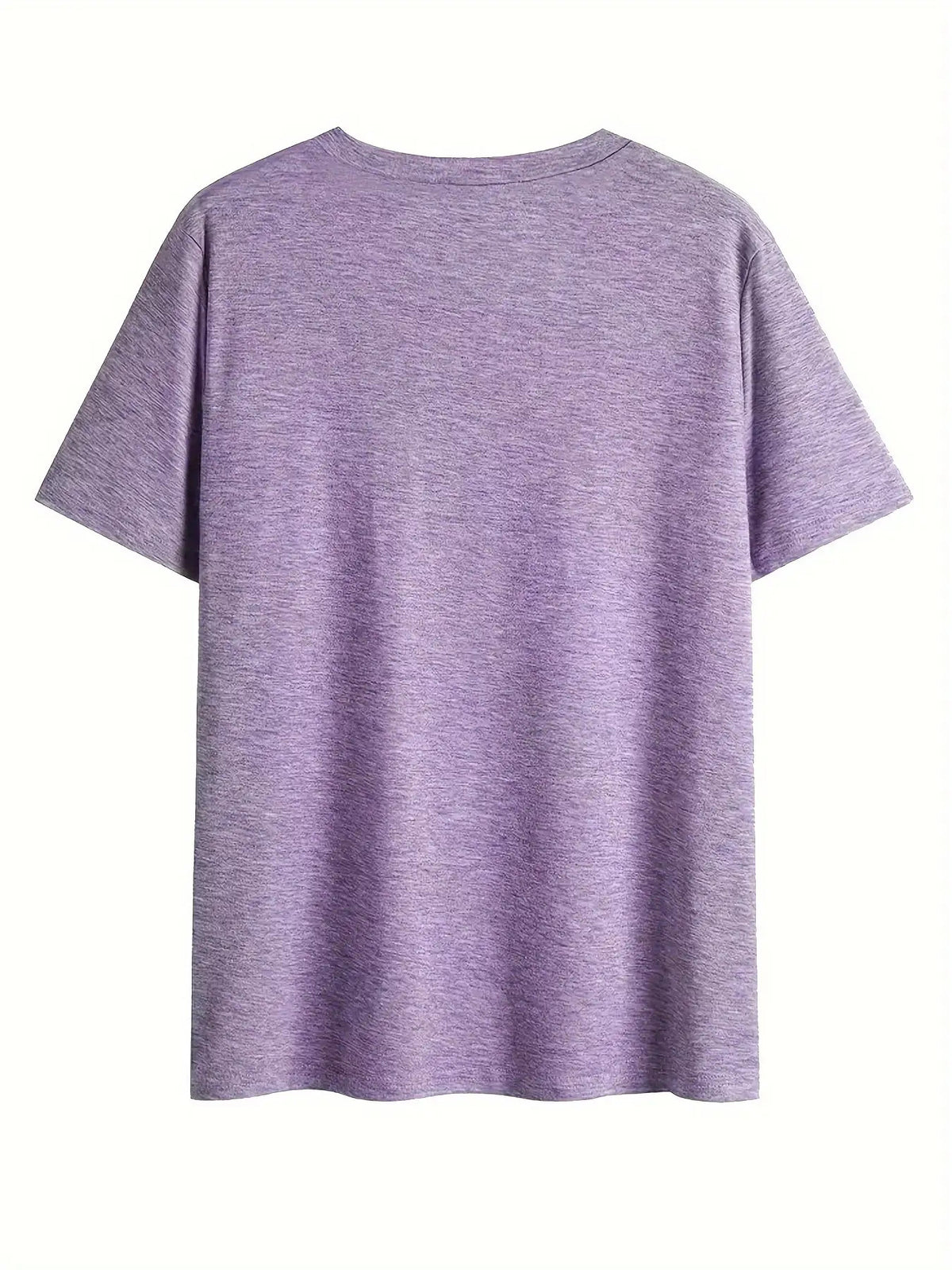 Geometric Print V-Neck Loose Casual T-Shirt for Women - Short Sleeve Soft Stretch Knit Top 180g Spring Summer Everyday Base Layer