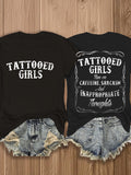 Tattooed Double-Sided Print T-Shirt Women Geometric Positioning Print Crew Neck Short Sleeve Soft Skin-Friendly Breathable Casual Tee Daily Wear Gift S-XXL