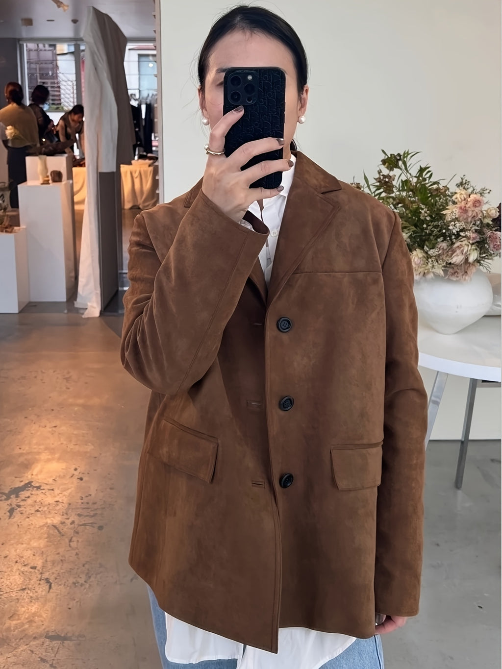 Women Y2K Suit Collar Blazer Jacket Midi Length Long Sleeve Loose Fit Vintage Style Light Brown S-XXL