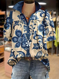 Women's Floral V-Neck Puff Sleeve Blouse Spring Summer Casual Top Multicolor S-XXL
