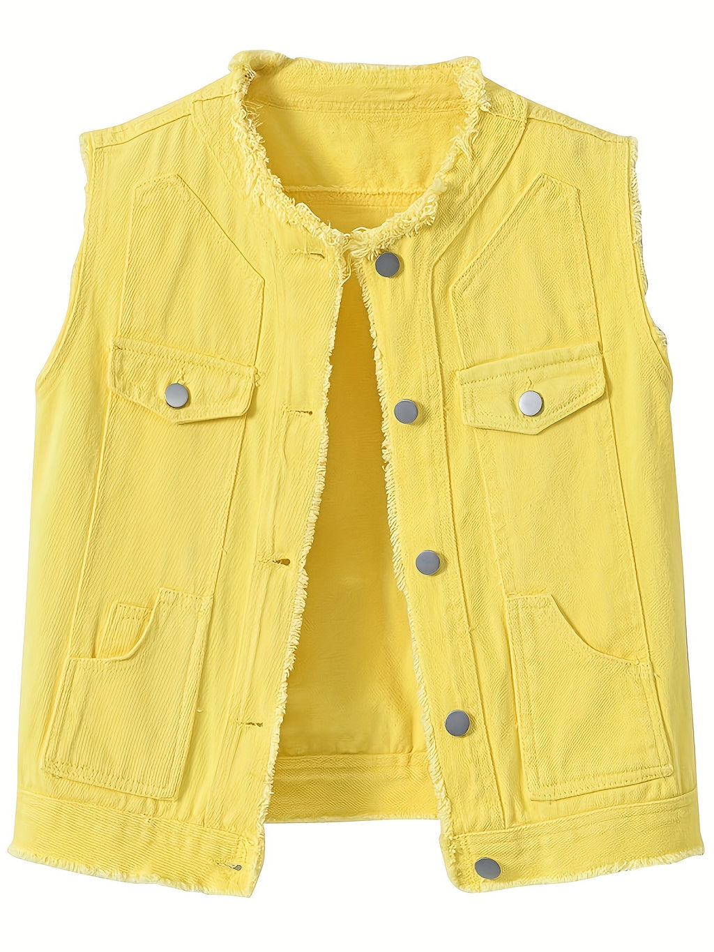 Candy Color Sleeveless Denim Vest Women Button Tassel Jean Waistcoat Collarless Western Style Spring Summer XS-XL
