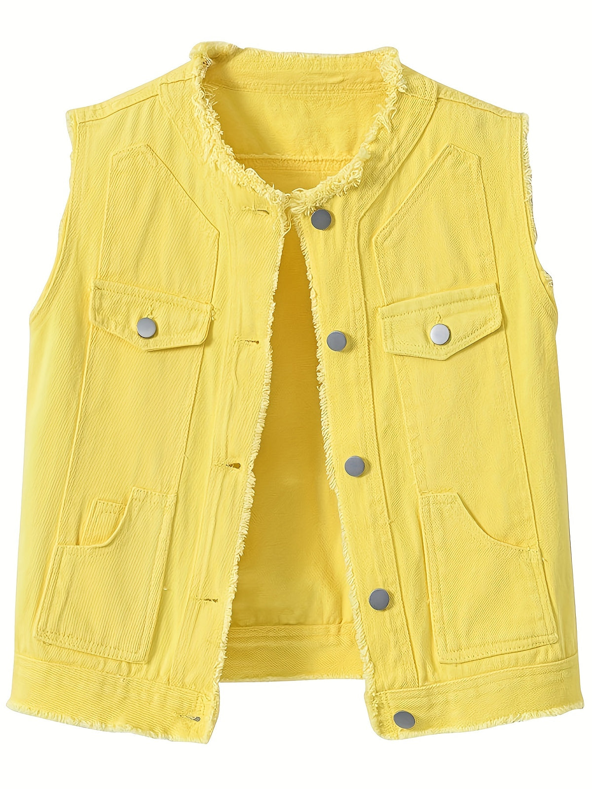 Candy Color Sleeveless Denim Vest Women Button Tassel Jean Waistcoat Collarless Western Style Spring Summer XS-XL
