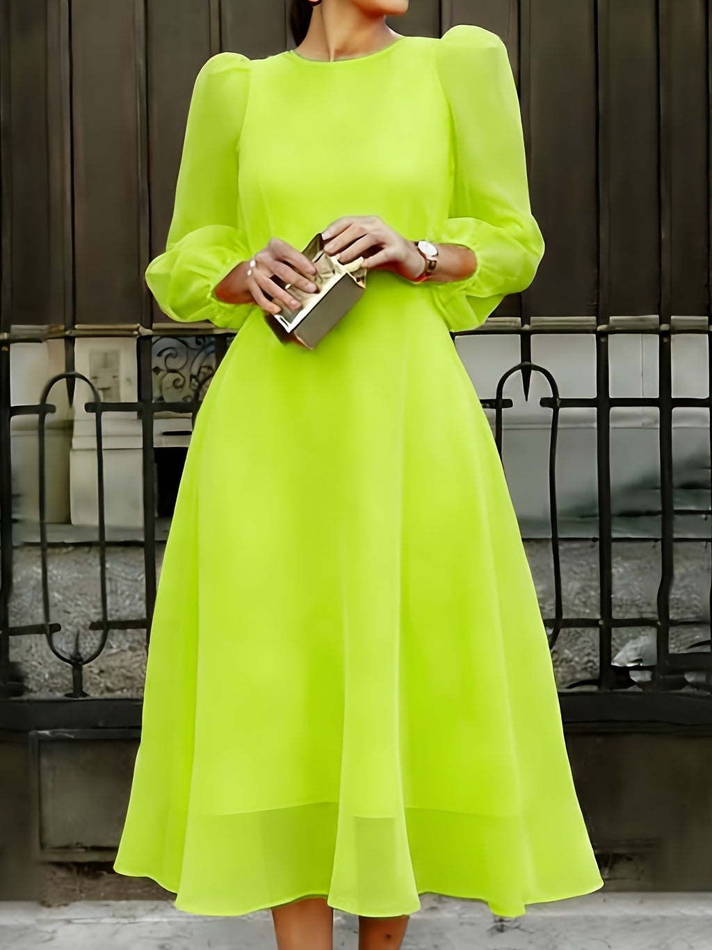 Floral Print Chiffon Maxi Dress Women Ombre Gradient Long Sleeve Back Zipper Flowy Wedding Guest Party Dress