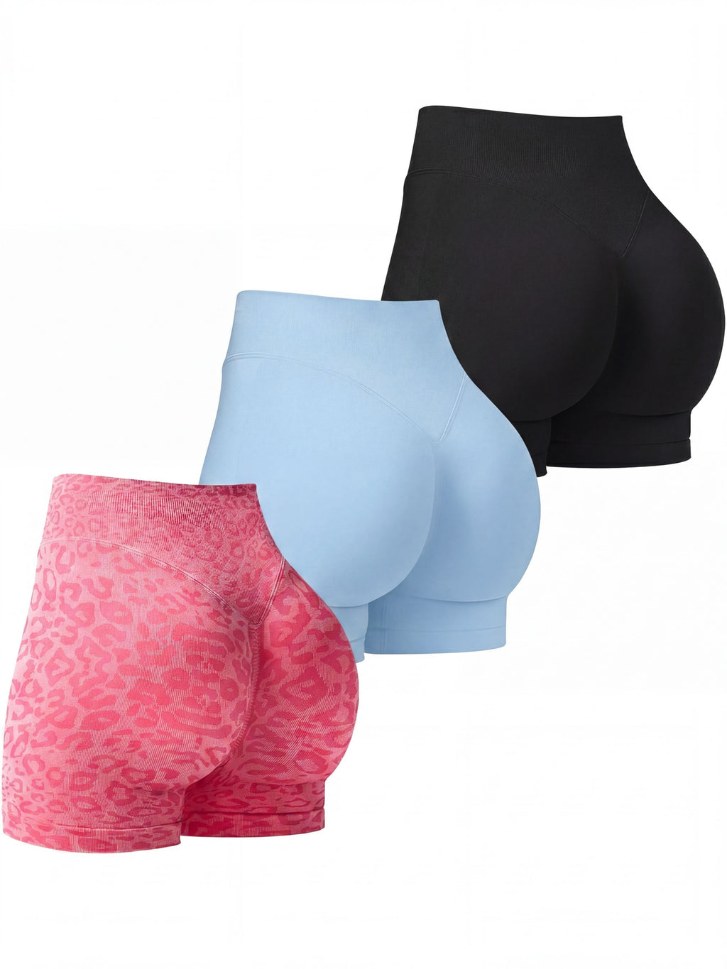 High Waist Booty Shorts Women 3-Pack Stretch Exercise Hot Shorts Sexy Solid Color Four Seasons Casual Gym Workout