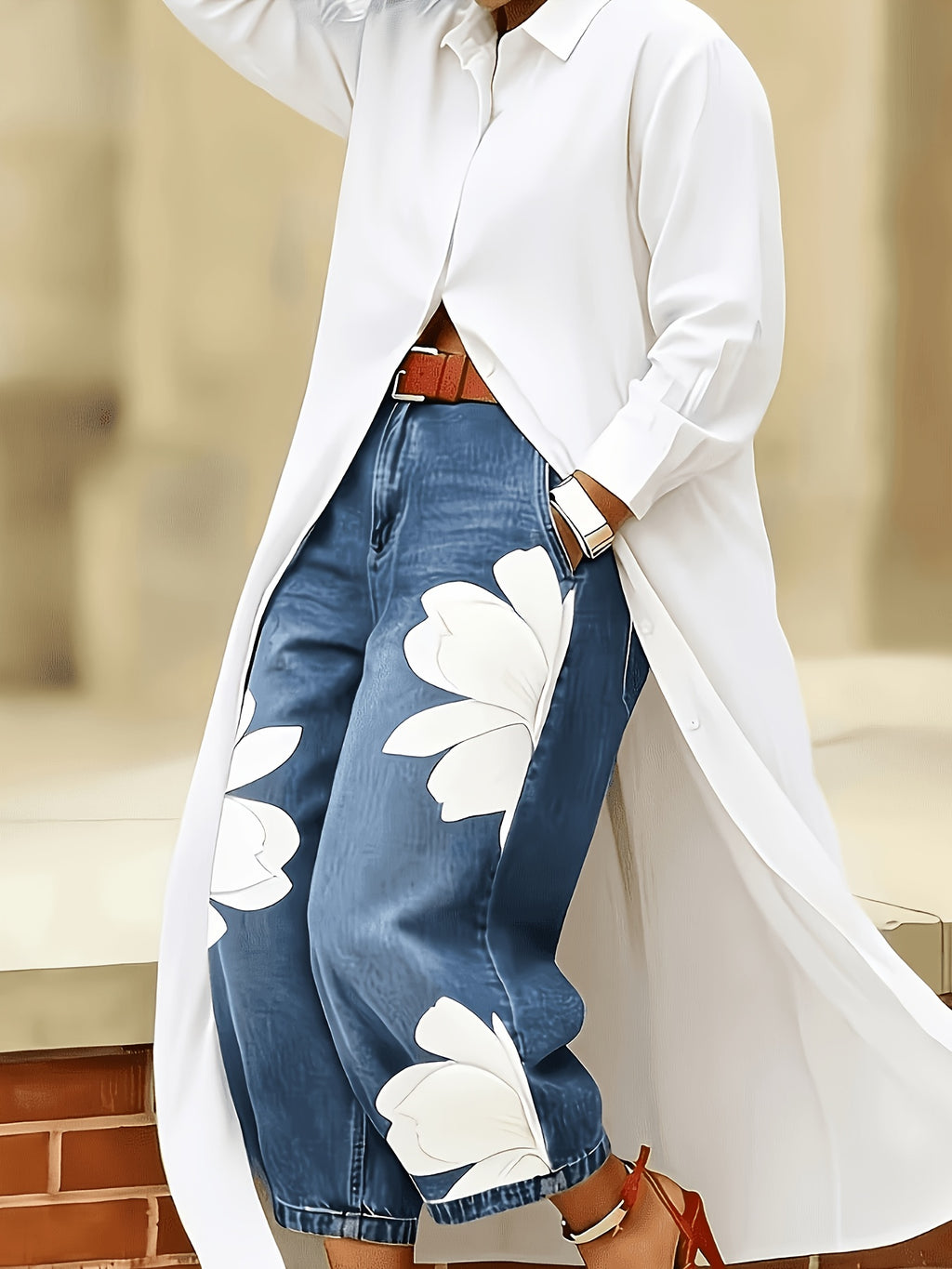 White Maxi Shirt Duster Women Long Sleeve Lapel Collar Open Front Loose Casual Layering Outerwear Cardigan Coat for Women
