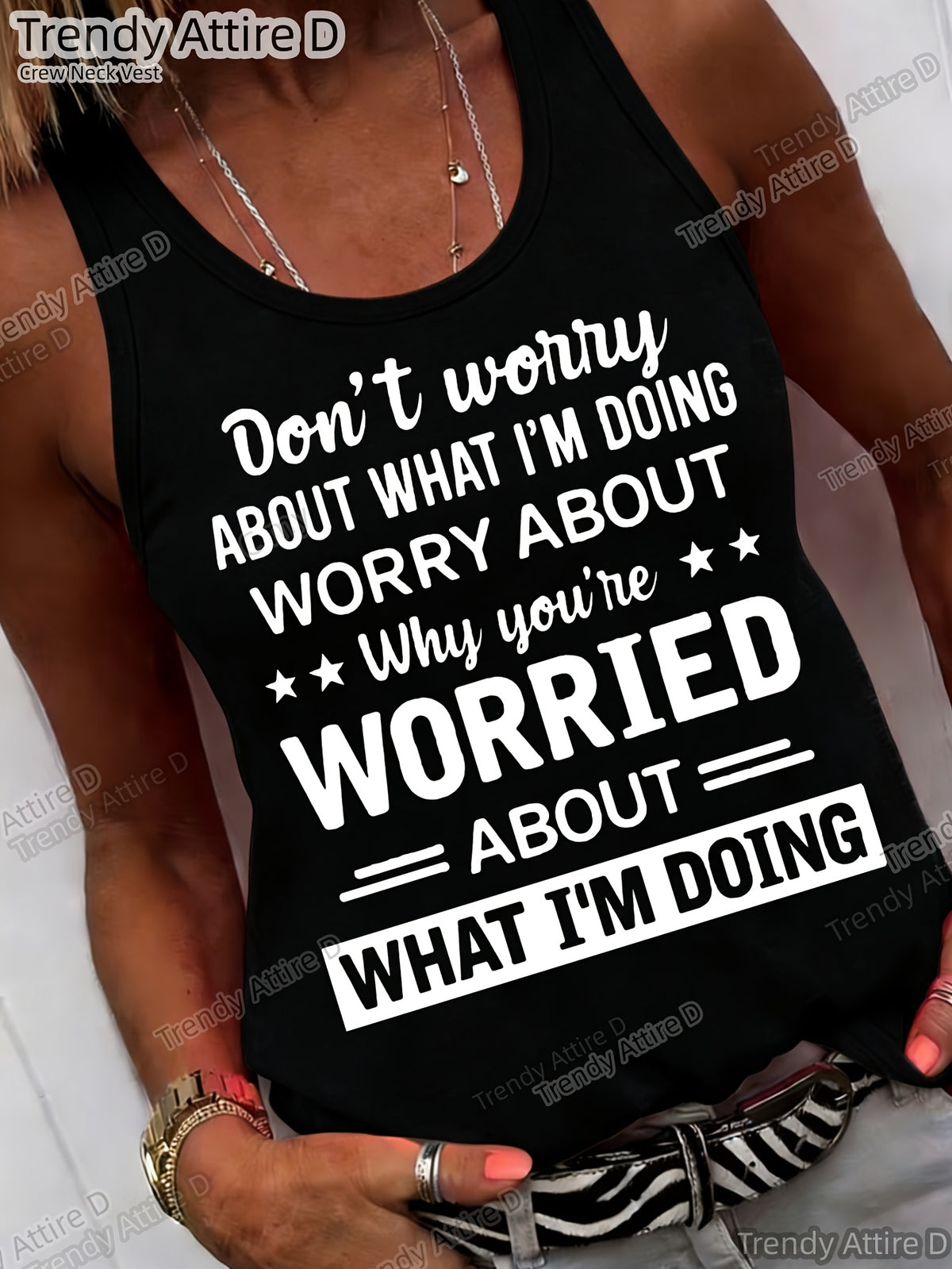 Don't Worry Slogan Tee Women Funny Text Print Crew Neck Short Sleeve Loose Fit T-Shirt Casual All-Season Graphic Top S-XXL