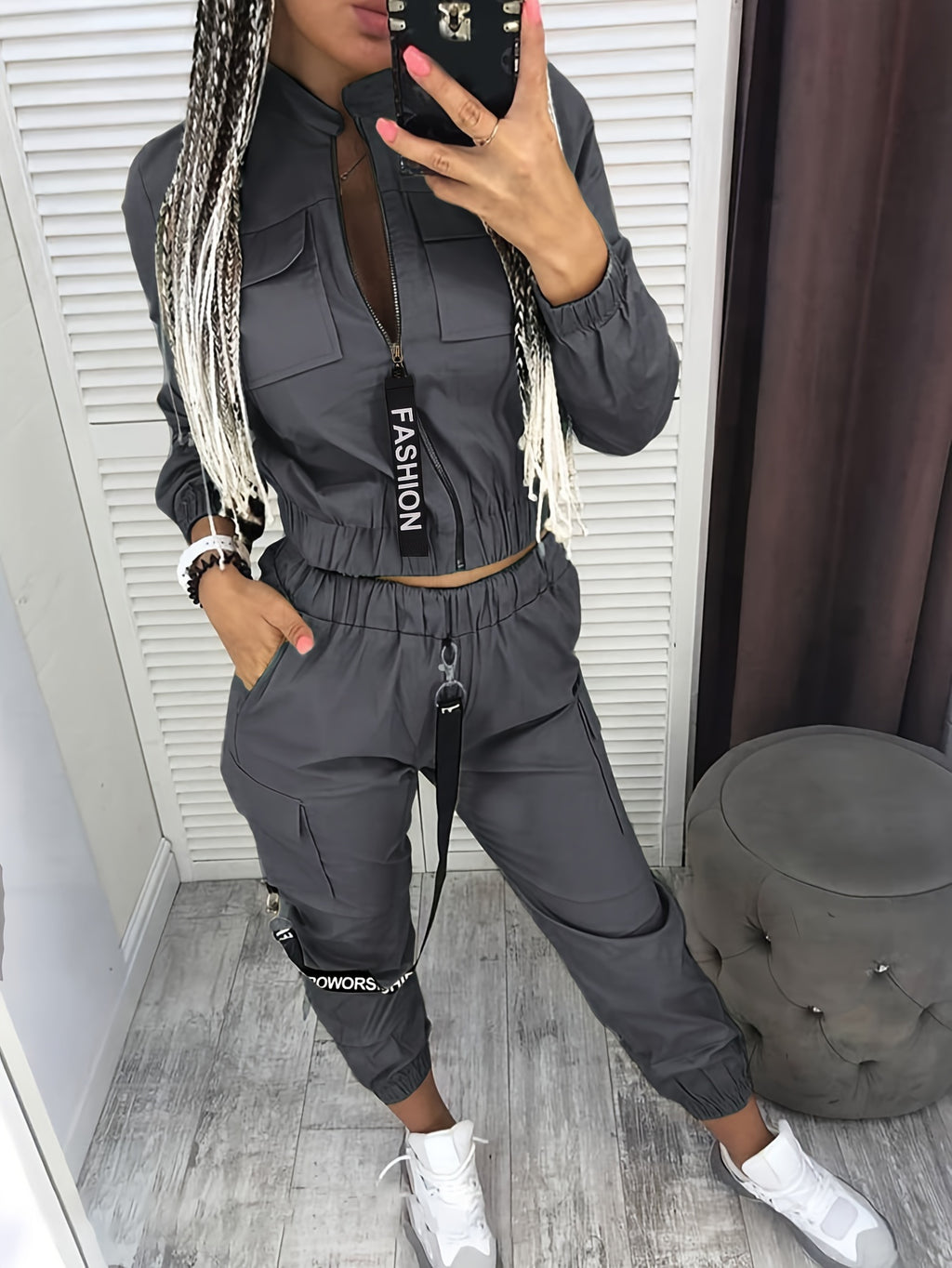 Multi-Pocket Utility Two Piece Set Women Sporty Casual Suit Workwear Style Elastic Waist Lightweight Breathable Outfit S-XXL 6 Colors