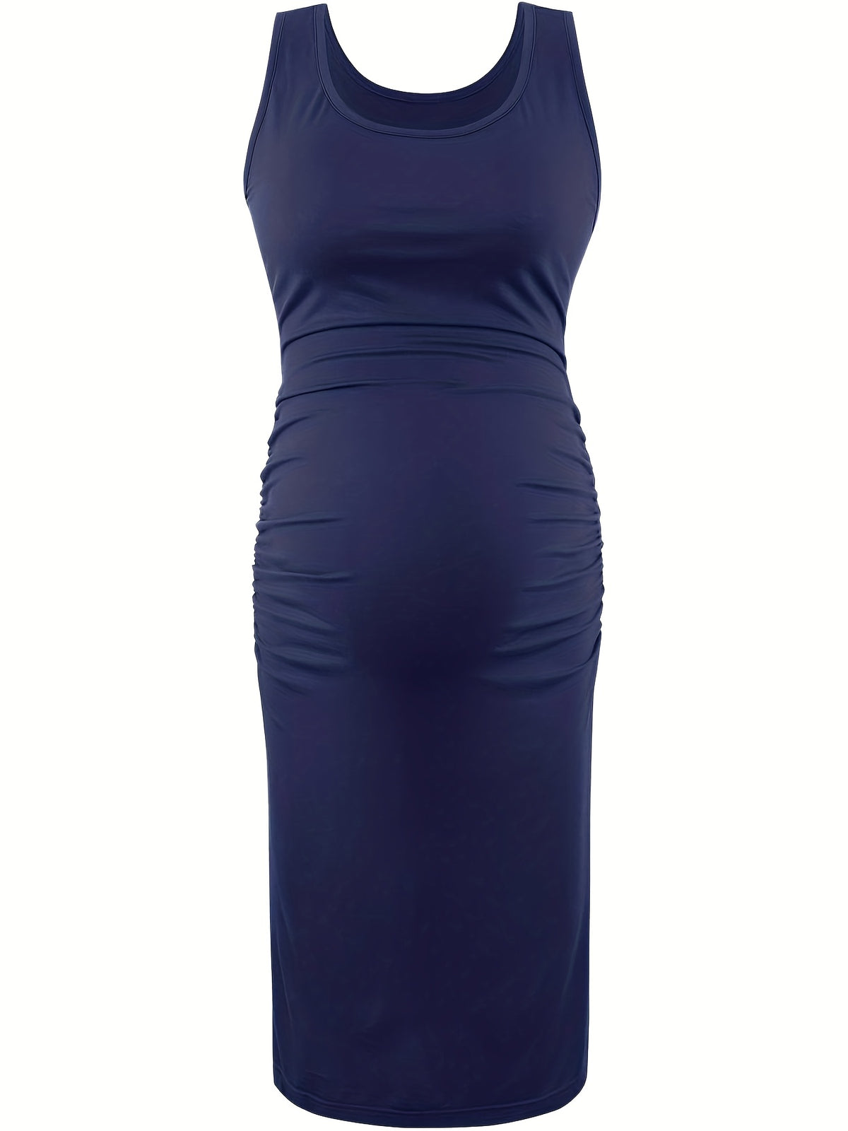 Maternity Bodycon Side Ruched Dress for Women - Soft Rayon Spandex Baby Bump Midi Dress, Baby Shower Photography Daily Wear, Sizes S-XL